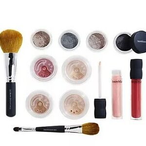 bareMinerals Makeup Collection with Gold Brush and Pink Shades